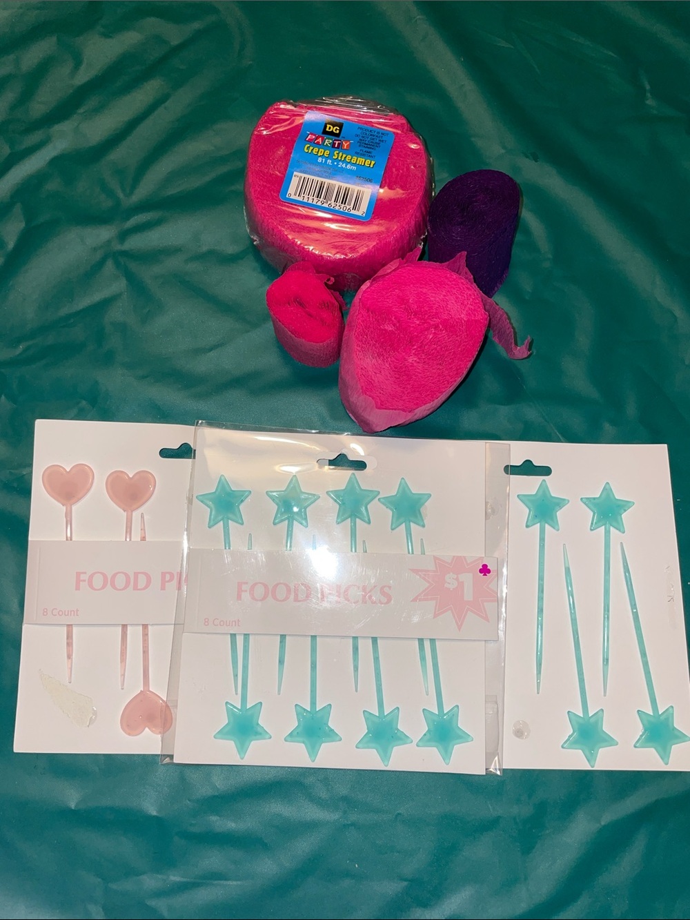 Pink Party Picks & Crepe Streamers Set